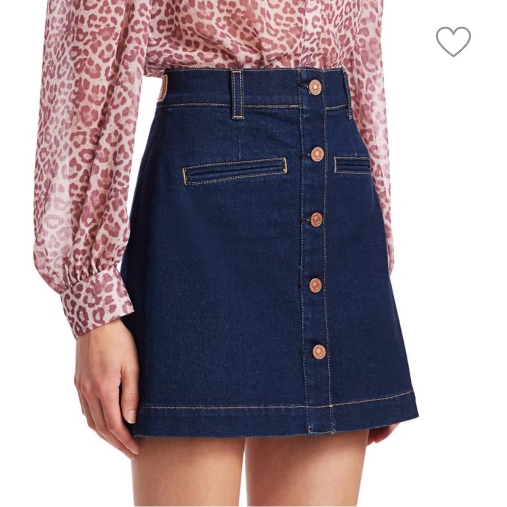 7 For All Mankind Luxe Vintage Button Up Denim Skirt size 28 Waist